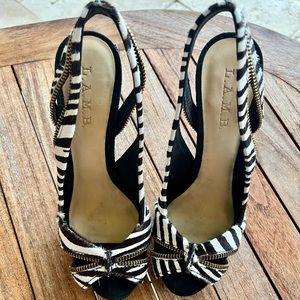 L.A.M.B Zebra Heels